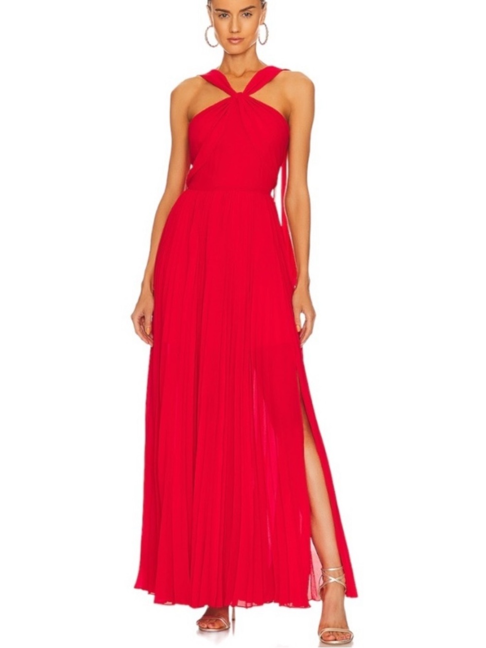 AMUR Peri Pleated Gown Wild Strawberry Size 4 NWT Red